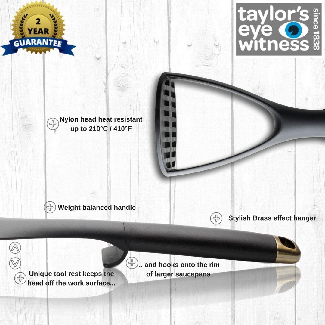 TAYLORS EYE WITNESS NONSTICK NYLON POTATO MASHER BRASS TOP. LMS2705B \\\KD15788