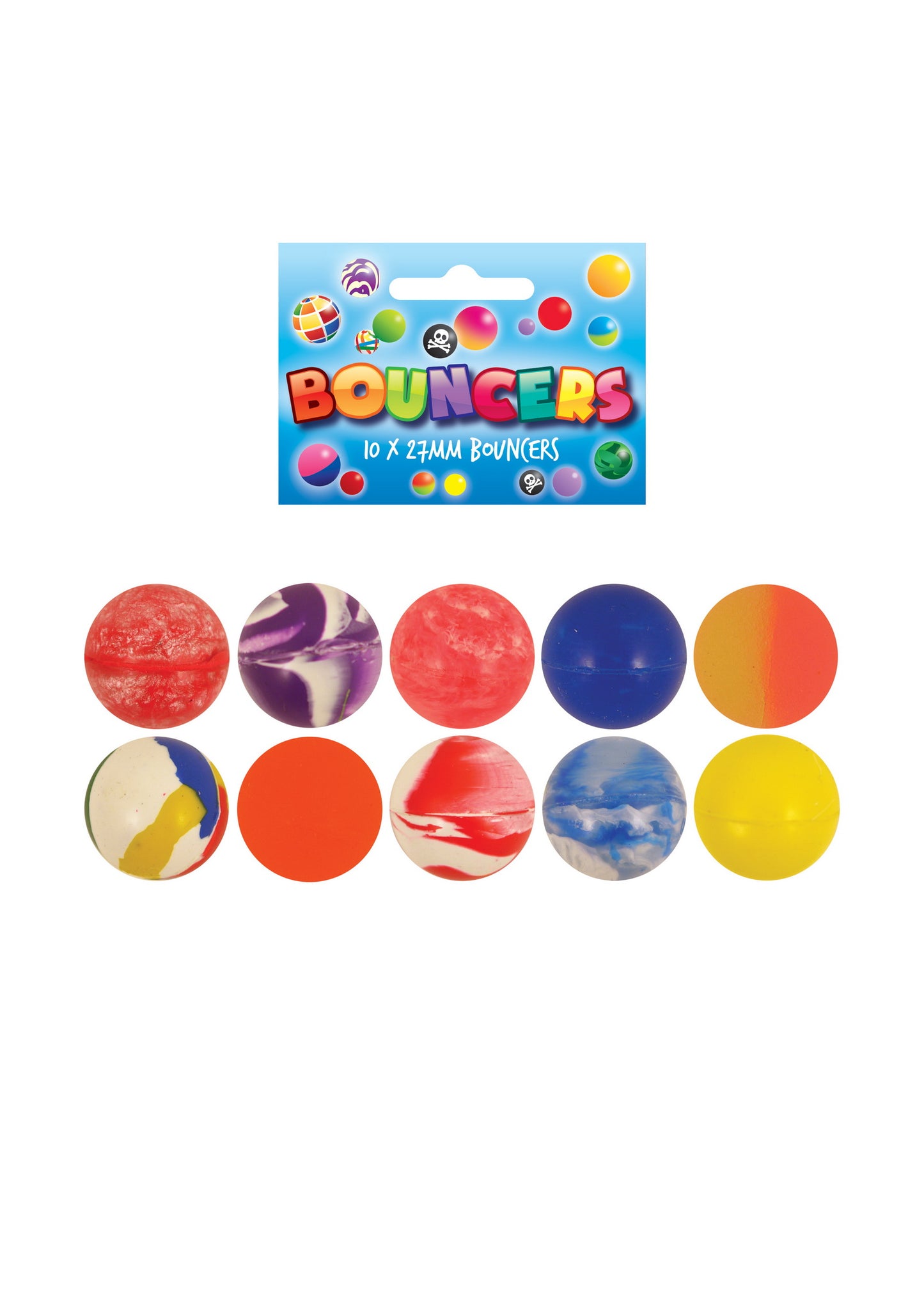 27MM JET BALLS - VERY BOUNCY GREAT FOR PARTY BAGS PK OF 10. T27076 \\\KD15828