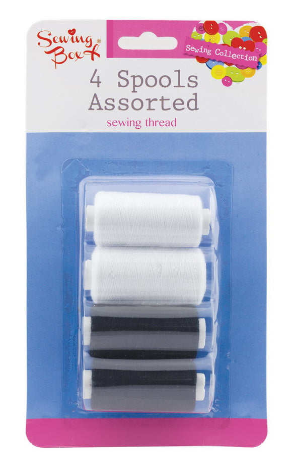 SEWING COTTON THREAD SPOOLS BLACK & WHITE 4/PK. SEW1006B-36 \\\KD15893