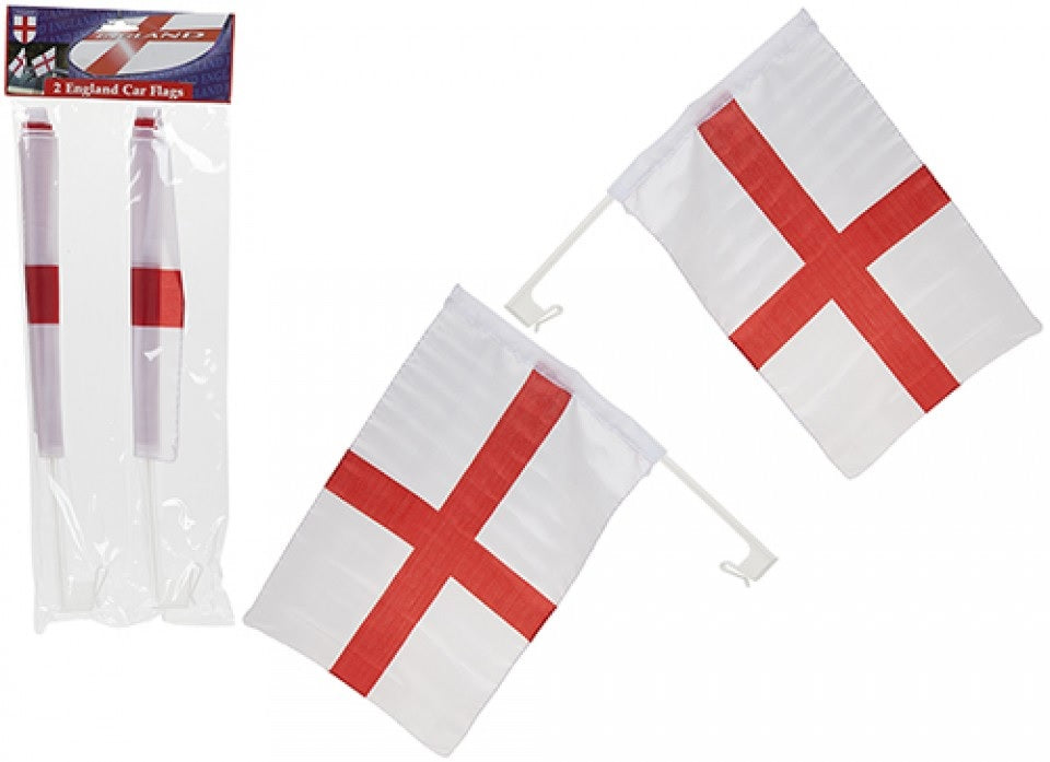 ENGLAND ST GEORGE CAR FLAGS 38CM X 25CM 2/PK. PI003256 \\\KD15903