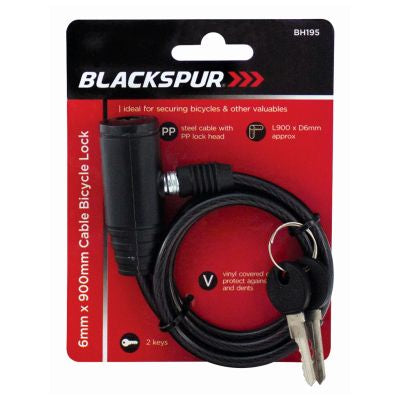 BLACKSPUR 6MM X 900MM CABLE BICYCLE LOCK. BB-BH195 \\\KD15912