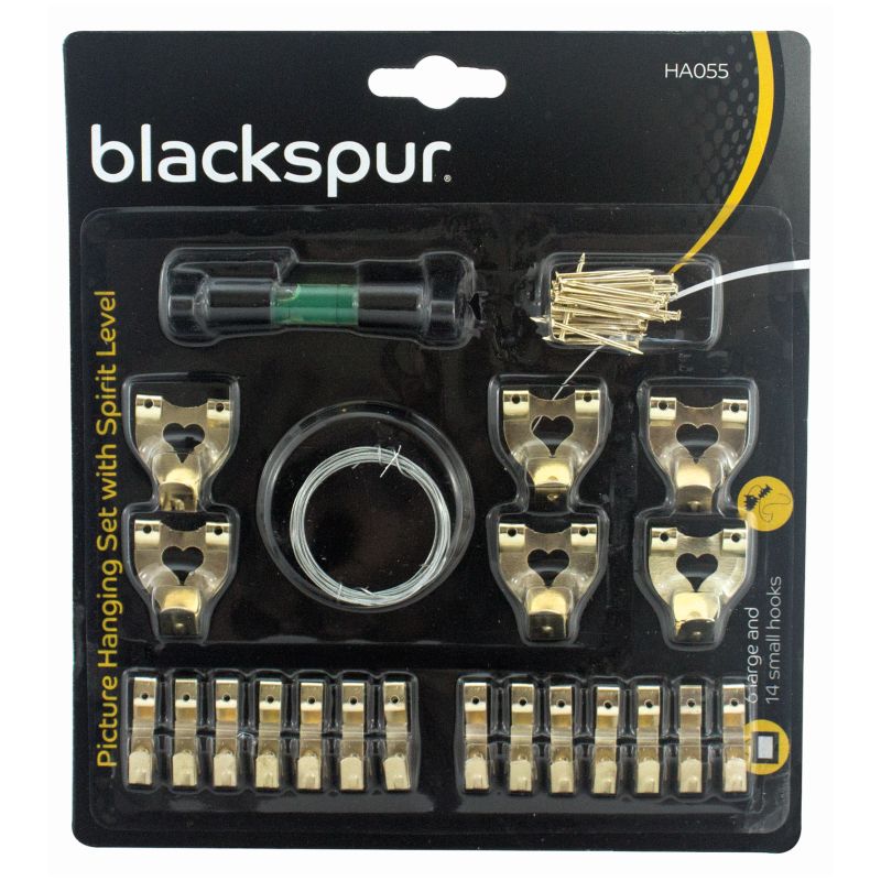 BLACKSPUR PICTURE HANGING SET AND SPIRIT LEVEL. HA055 \\\KD15925