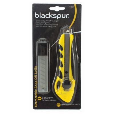 BLACKSPUR RETRACTABLE SNAP OFF KNIFE WITH 3 SPARE BLADES. KN309 \\\KD15934