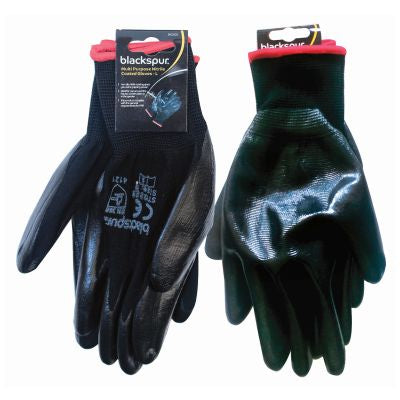 BLACKSPUR MULTI PURPOSE NITRILE COATED GLOVES - LARGE. RG105 \\\KD15939