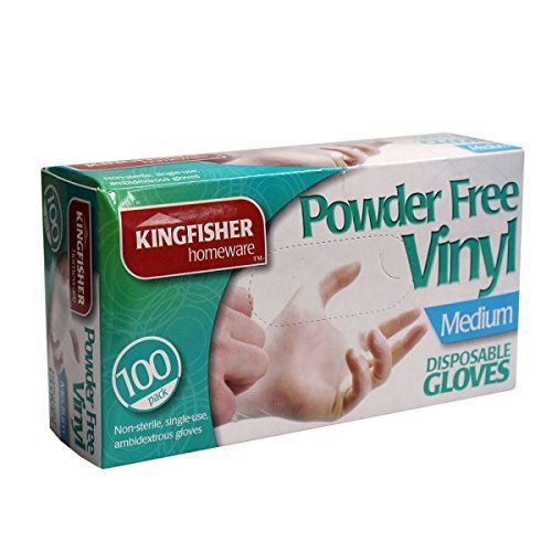 KINGFISHER POWDER FREE VINYL DISPOSABLE GLOVES MEDIUM 100/PK. KGV6 \\\KD15950