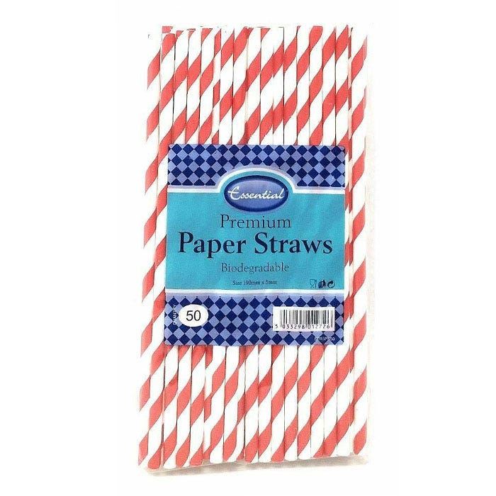 PAPER STRAW RED STRIP 50 PACK. STRSPS50 \\\KD15965