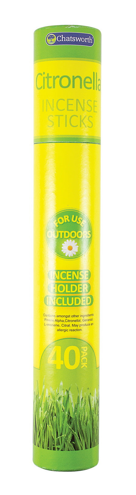 CHATSWORTH OUTDOOR GARDEN CITRONELLA INCENSE STICKS 30/PK WITH HOLDER. CH0220A \\\KD15985