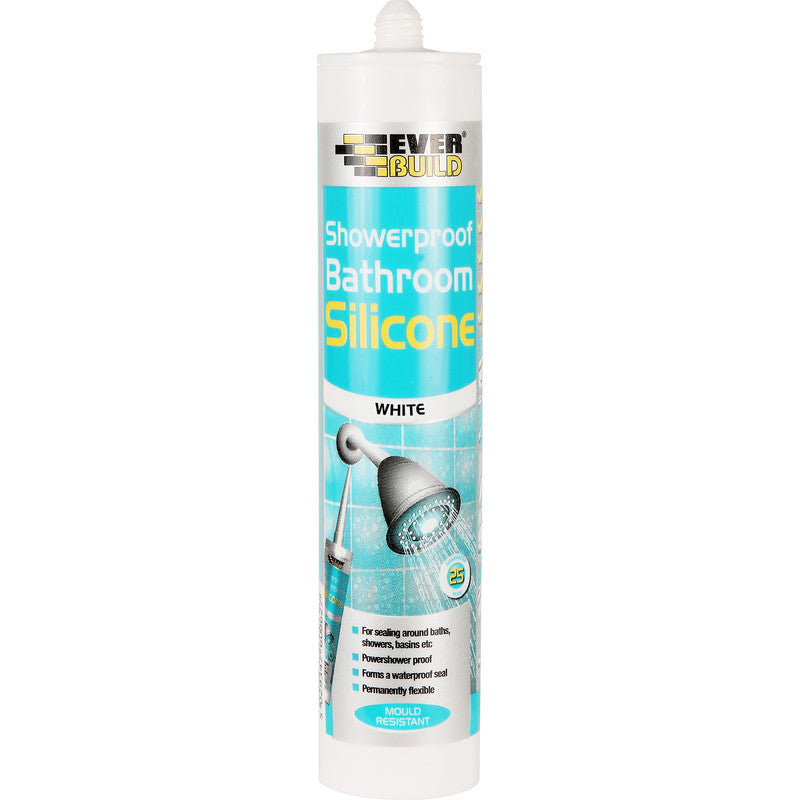 EVERBUILD SHOWERPROOF BATHROOM WHITE SILICONE C3 310ML. 467063 \\\KD15995