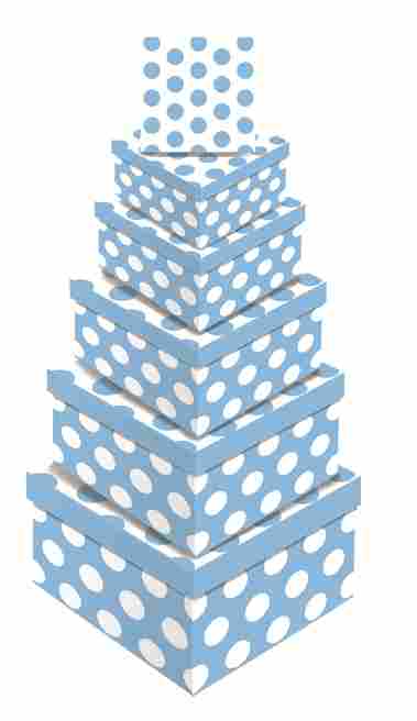 NEST BLUE POLKA DOT 6PIECES GIFT BOXES. EW9429-BX \\\KD16047