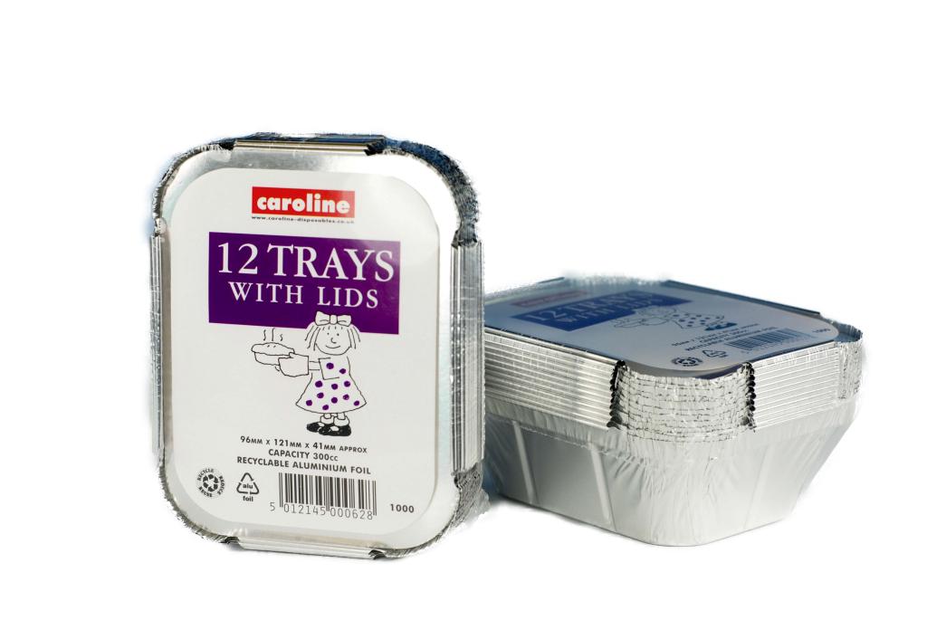 CAROLINE FOIL TRAY WITH LIDS 96X121X41MM 12/PK. 1000 \\\KD16266