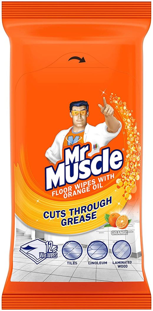 MR MUSCLE FLOOR WIPES WITH ORNAGE OIL 12 WIPES. 82894 \\\KD16318