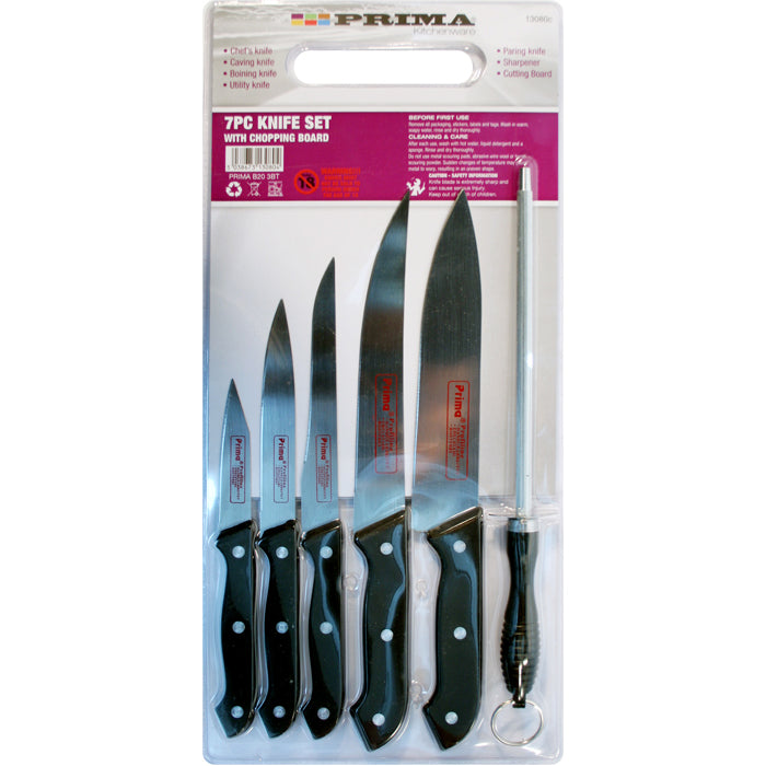 PRIMA KNIFE SET IN PLASTIC CUTTING BOARD 7 PIECES. 13012C \\\KD16327