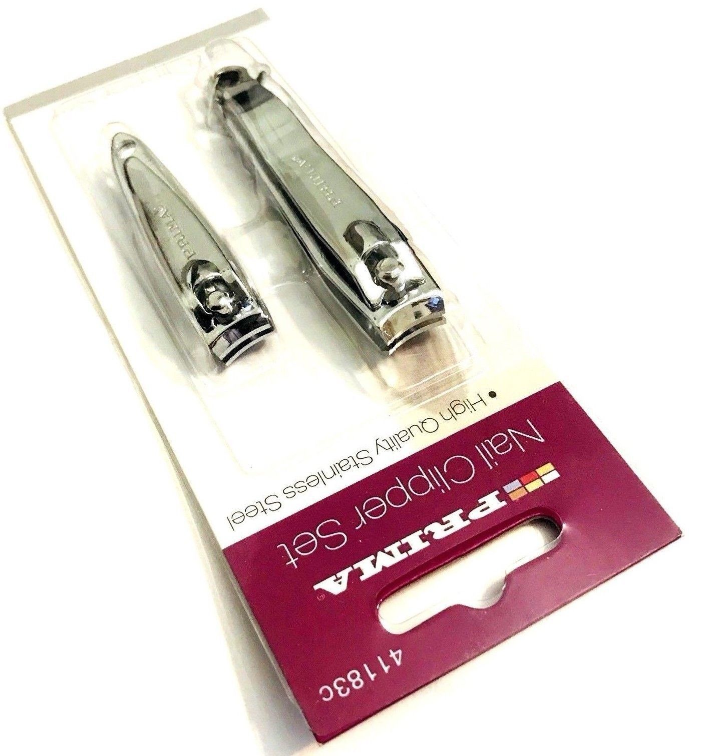 PRIMA STAINLESS STEEL 2PIECE NAIL CLIPPER SET WITHOUT FILE. 41183C \\\KD16346