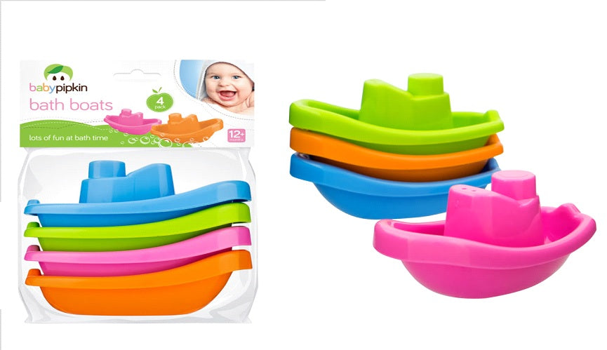 BABYPIPKIN  BATH BOATS ASSORTED COLOUR PACK OF 4. Z66033 \\\KD16421