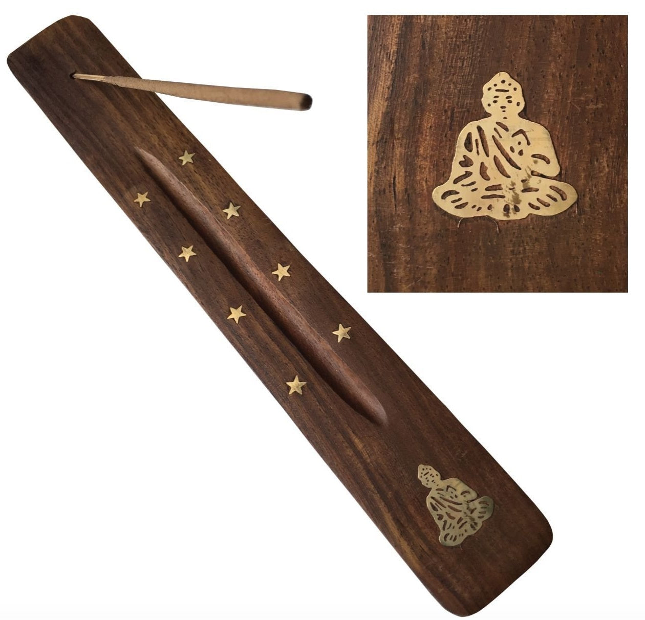 SHEESHAM WOOD ASH CATCHER BUDDHA & STARS INLAY. IF163 \\\KD16497