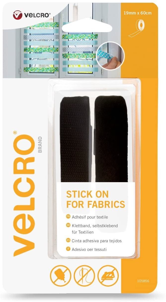 VELCRO BLACK STICK ON FOR FABRICS 60CM X 19MM TAPE. VEL-EC60411 \\\KD16548