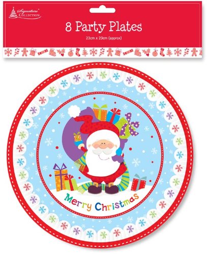 CUTE CHRISTMAS TABLE DISPOSABLE PAPER PLATES 9 INCH 8/PK. KCBP \\\KD16649