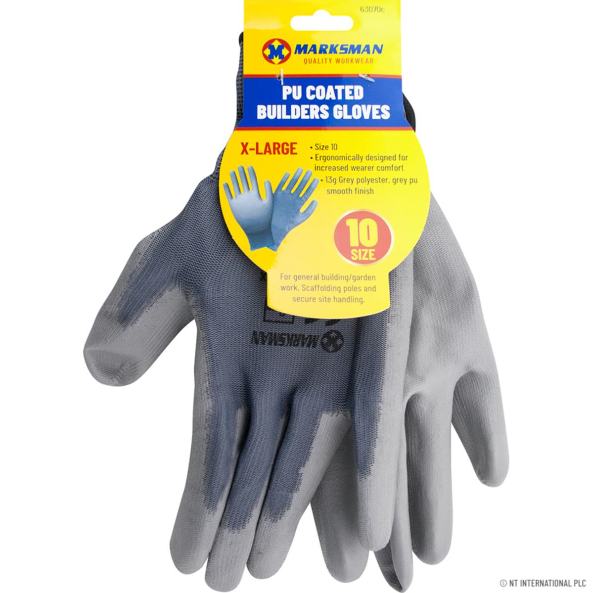 MARKSMAN 13G GREY POLYSTER PU COATING SMOOTH GLOVES 10 INCH. 63070C \\\KD16748