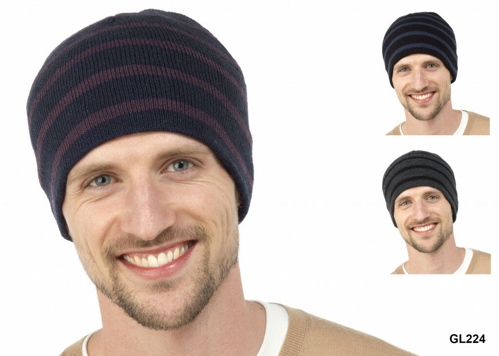 HEATGUARD MENS STRIPED BEANIE HAT. GL224 \\\KD16753