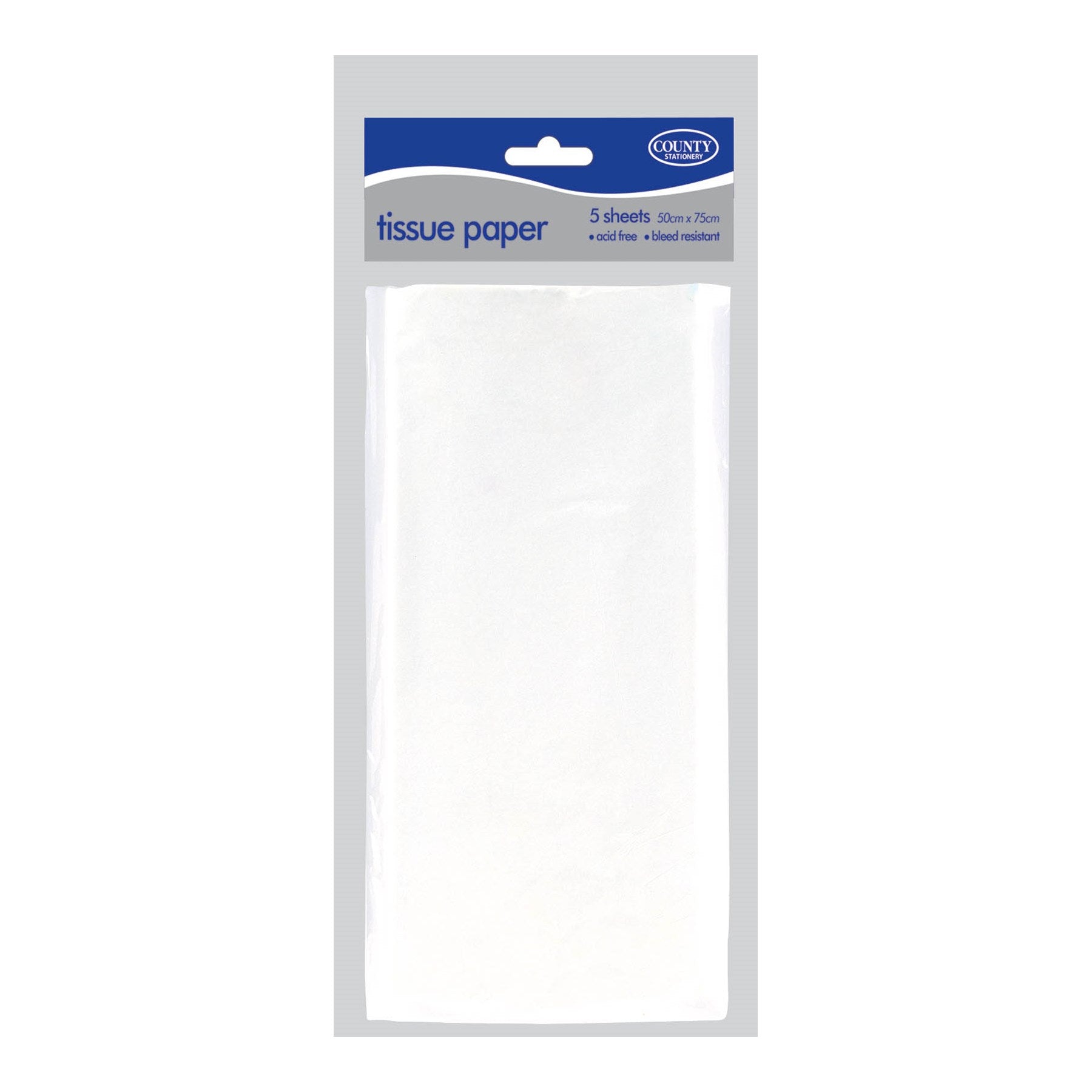 COUNTY TISSUE PAPER 50CM X 75CM 5/PK - WHITE. C5 \\\KD16761