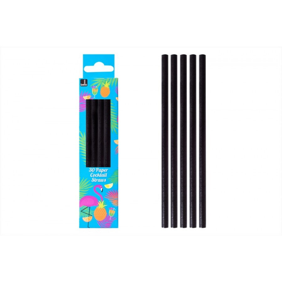 BELLO PAPER COCKTAIL DRINKING STRAWS BLACK 30/PK. AM1199 \\\KD16836