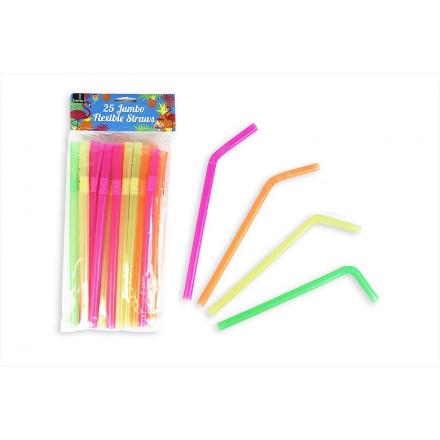 BELLO JUMBO FLEXIBLE STRAWS 26CM X 12MM 25/PK. AM2100 \\\KD16838