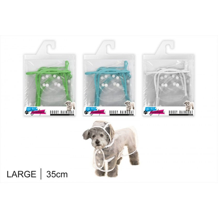 WORLD OF PETS TRANSPARENT DOG RAINCOAT WITH HOOD LARGE 35CM. WP908 \\\KD16847
