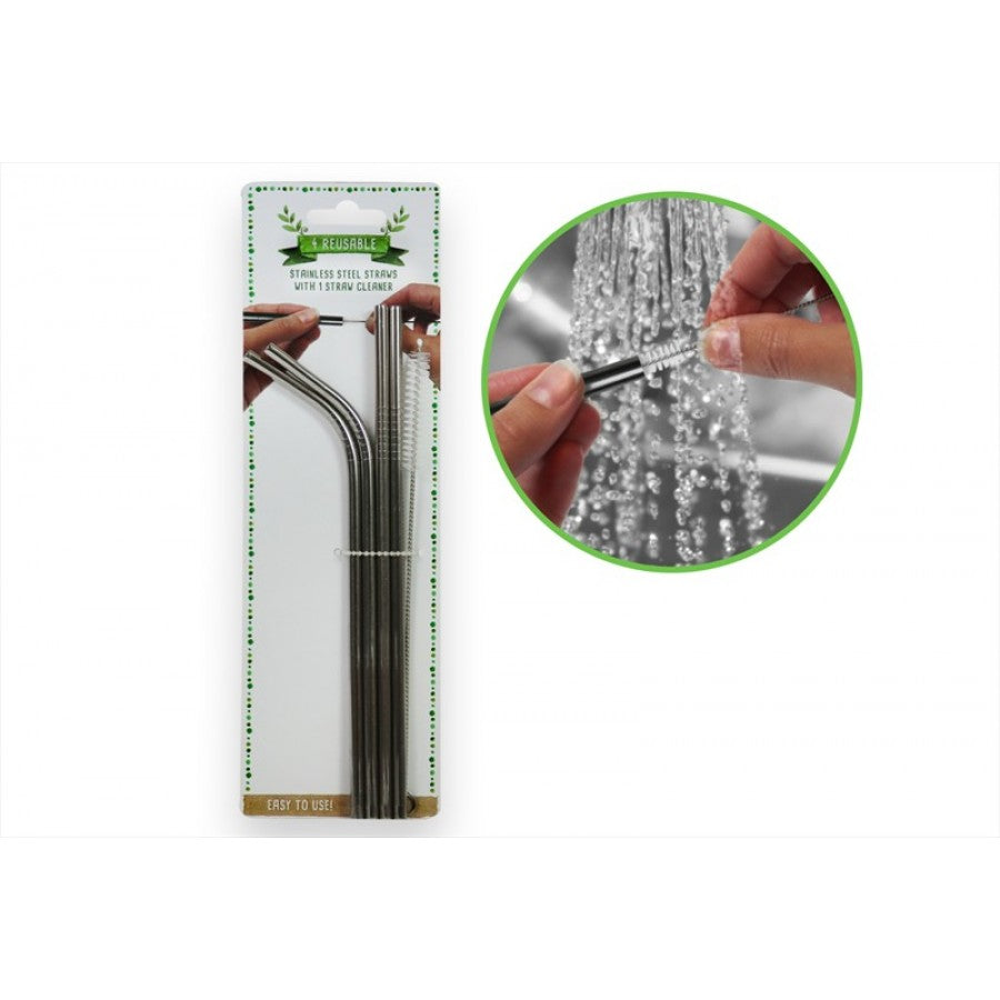 RSW STAINLESS STEEL 4 STRAWS & CLEANING BRUSH. AM1211 \\\KD16854