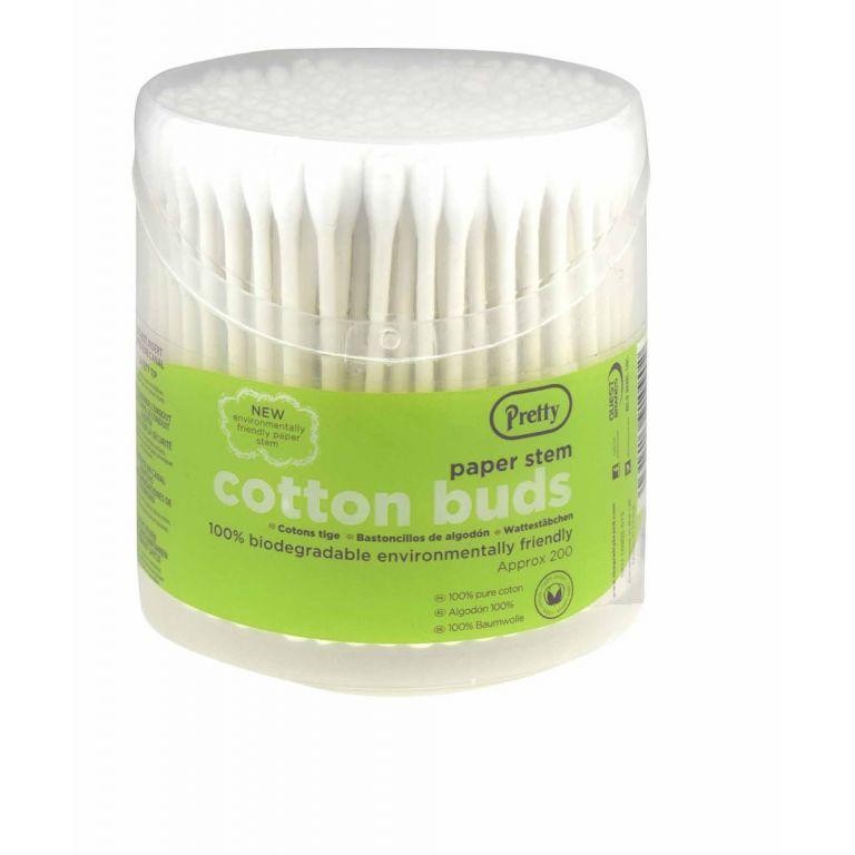 12 X PRETTY 200 PAPER STEM COTTON BUDS IN FLIP TOPR DRUM. 10902 \\\KD16884