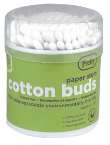 PRETTY 100 PAPER STEM BIODEGRADABLE COTTON BUDS 12/PK. 10872-013 \\\KD16886