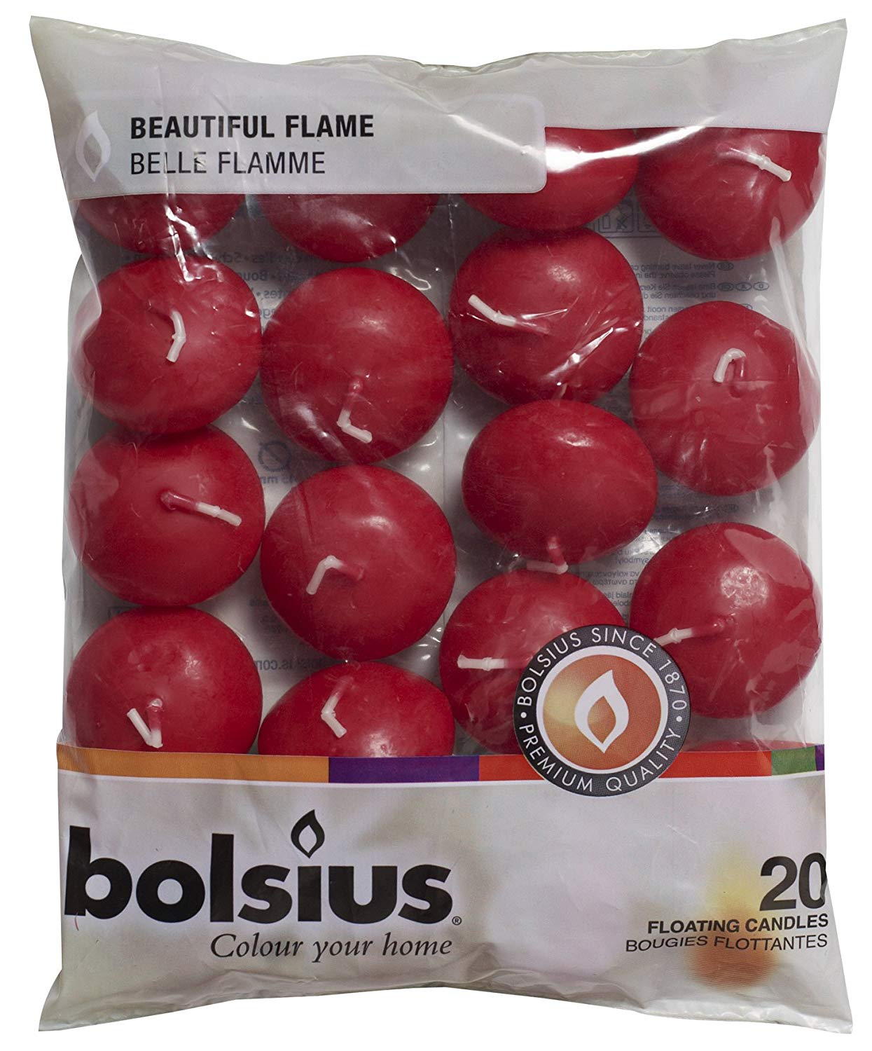 BOLSIUS FLOATING CANDLE RED PACK OF 20. 103632053744 \\\KD16901