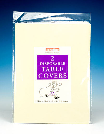 CAROLINE IVORY SQUARE PAPER TABLE COVERS 90CM X 90CM 2 PK. CV1332 \\\KD16962
