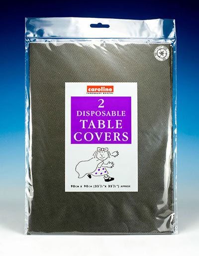 CAROLINE BLACK SQUARE PAPER TABLE COVERS 90CM X 90CM 2 PK. CV1336 \\\KD16964