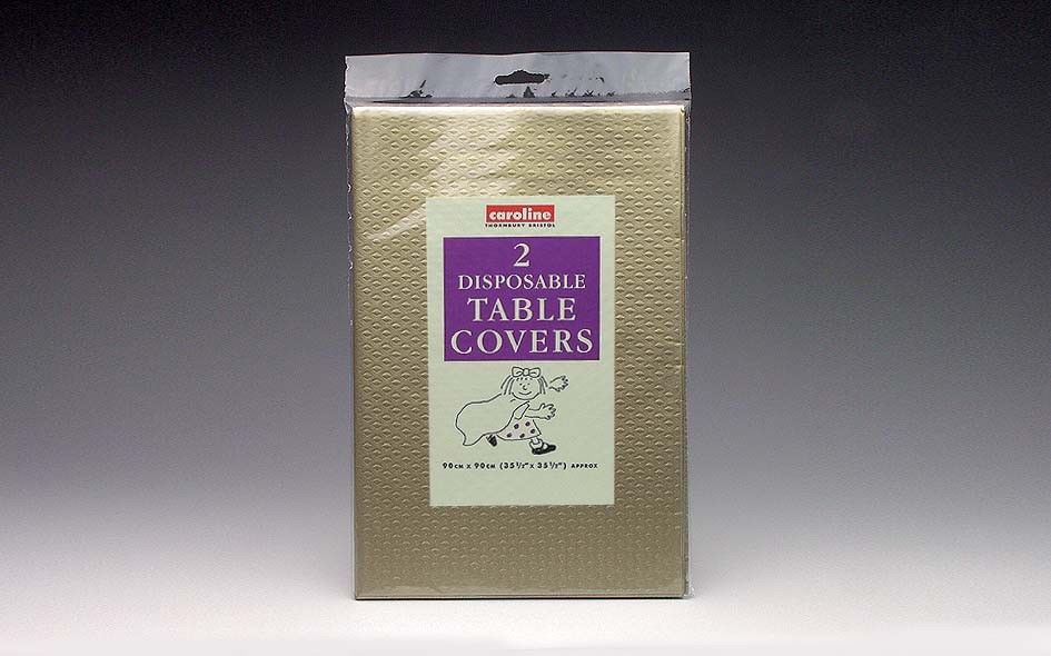 CAROLINE GOLD SQUARE PAPER TABLE COVERS 90CM X 90CM 2 PK. CV2047 \\\KD16965