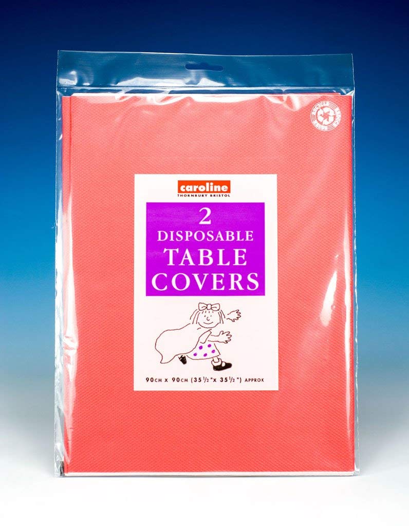CAROLINE RED SQUARE PAPER TABLE COVERS 90CM X 90CM 2 PK. CV1321 \\\KD16967