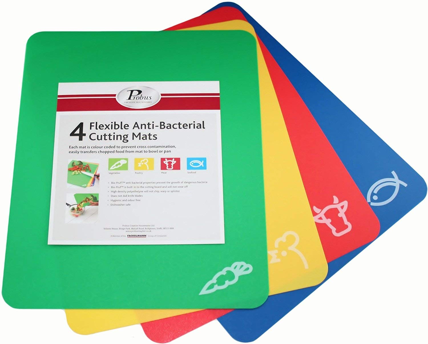 FACKELMANN FLEXIBLE ANTI BACTERIAL CUTTING MATS 4/PK. PCH626526 \\\KD17003