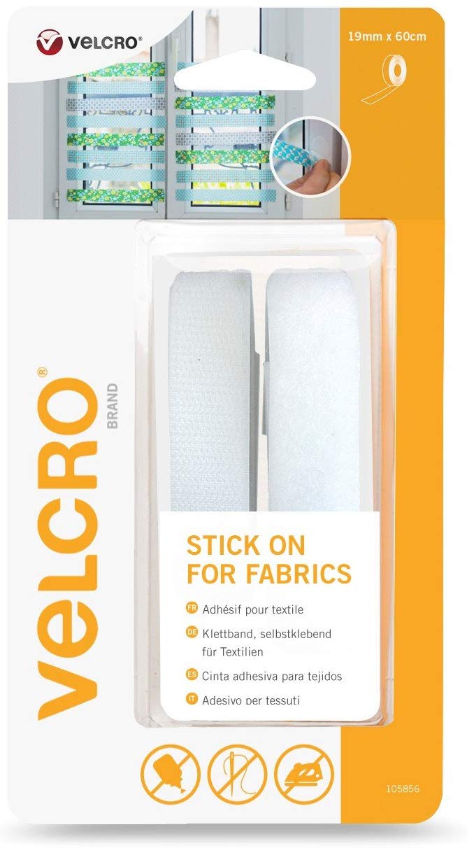 VELCRO WHITE STICK ON FOR FABRICS 60CM X 19MM TAPE. VEL-EC60410 \\\KD17090
