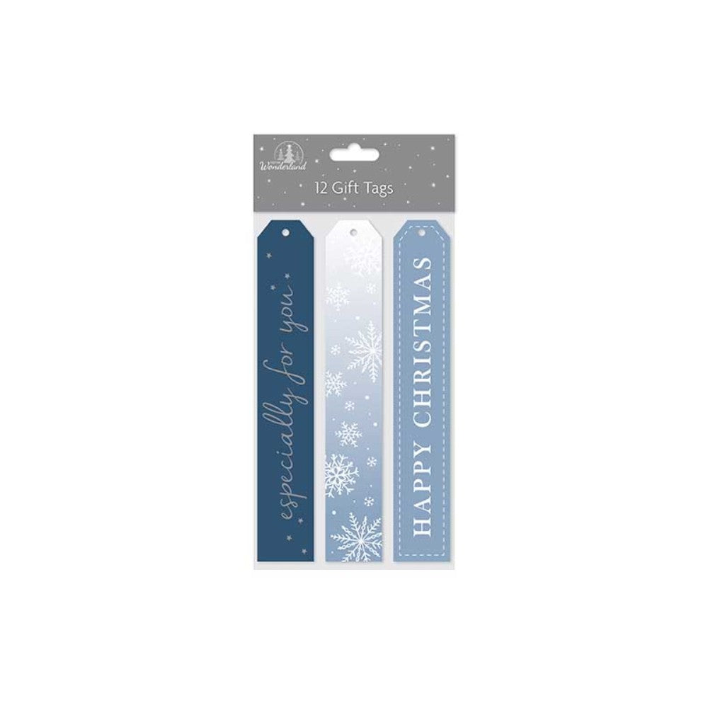 12 PACK LONG LUGGAGE STYLE CHRISTMAS GLITTER & FOIL GIFT TAGS. TA8836 \\\KD17102
