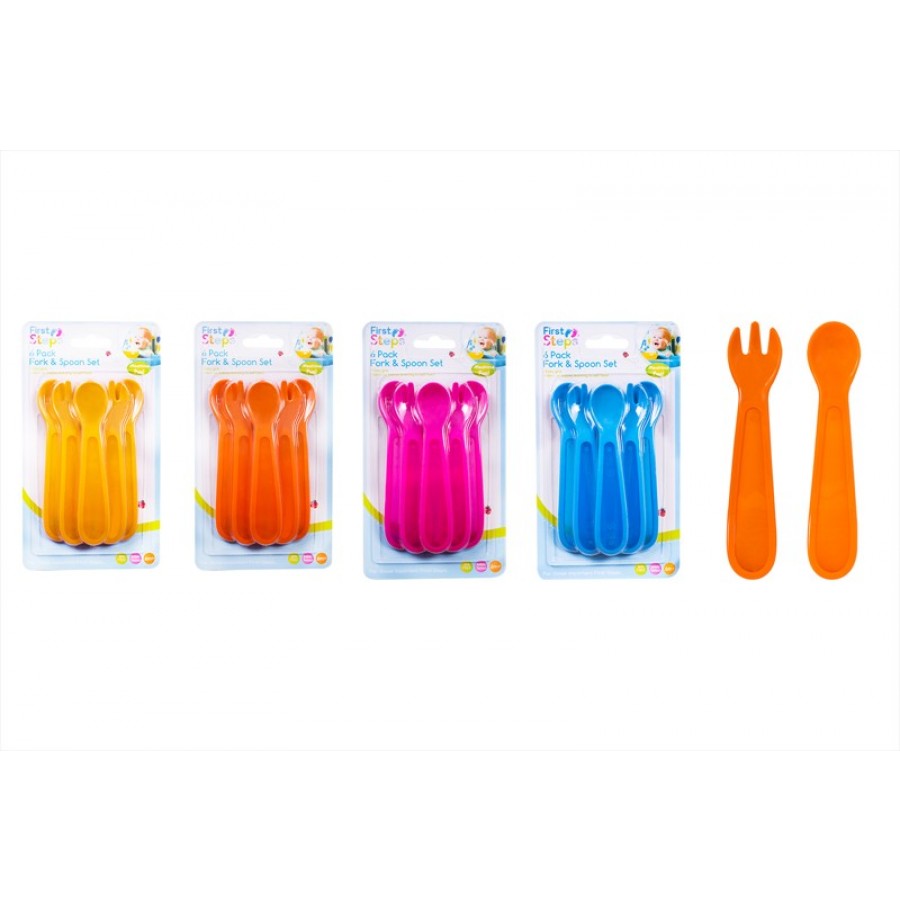 FIRST STEP BABY FEEDING SPOON & FORK SET 6/PK. FS675 \\\KD17166