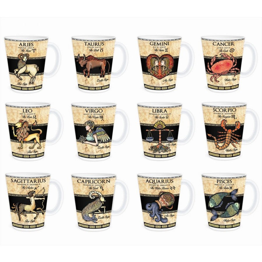 V SHAPED HOROSCOPE STAR SIGN PORCELAIN MUGS 11OZ. AM1793 \\\KD17177