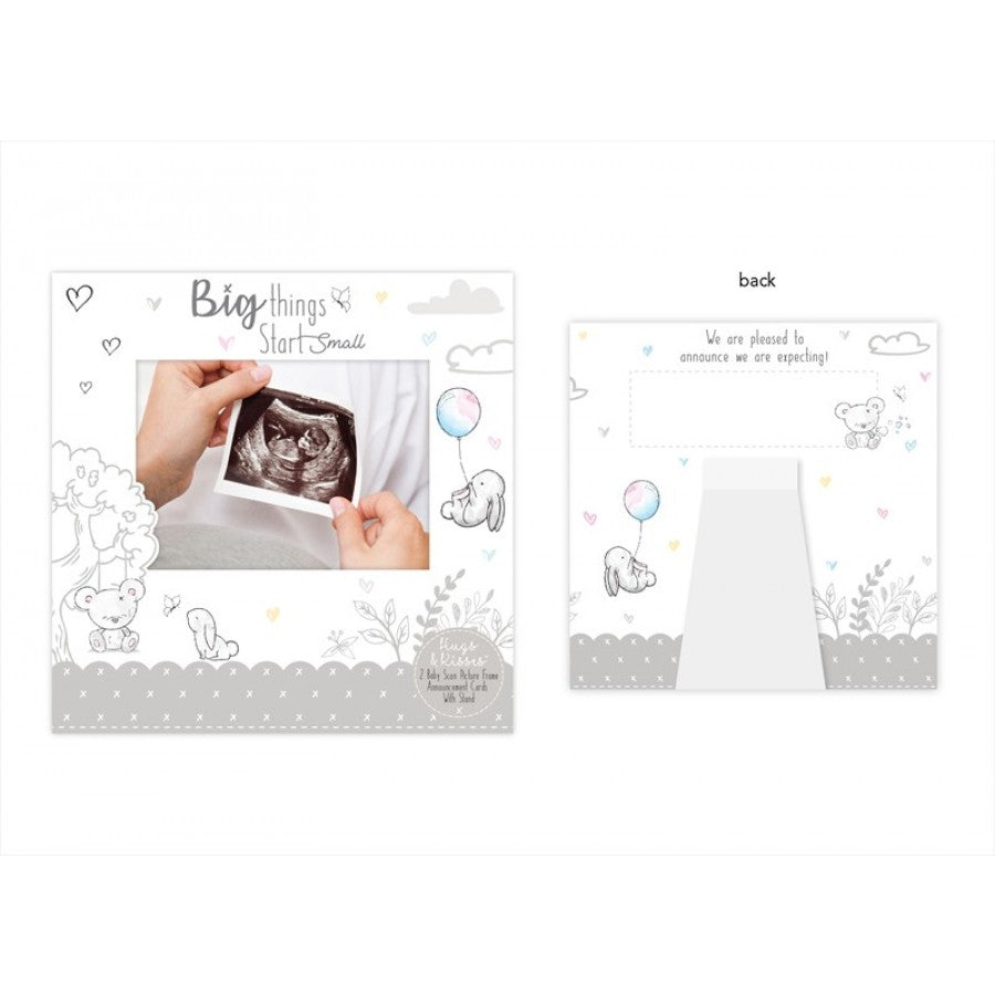 HUGS & KISSES BABY SCAN ANNOUNCEMENT CARD 2/PK. FS609 \\\KD17180