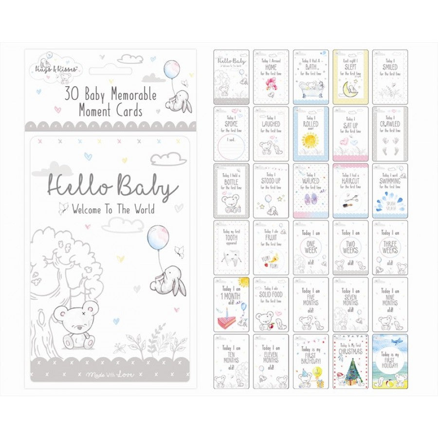 HUGS & KISSES BABY MEMORABLE MOMENT CARDS 30/PK. FS619 \\\KD17181