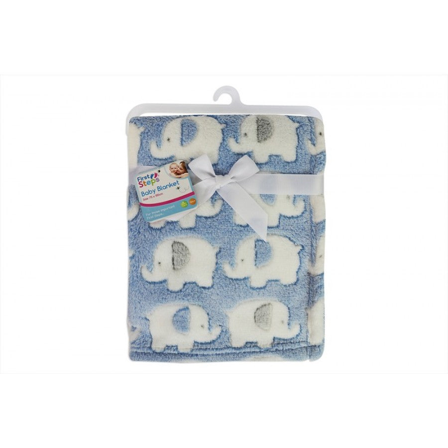 FIRST STEPS ELEPHANT PLUSH BABY BLANKET 100CM X 75CM. FS716 \\\KD17182