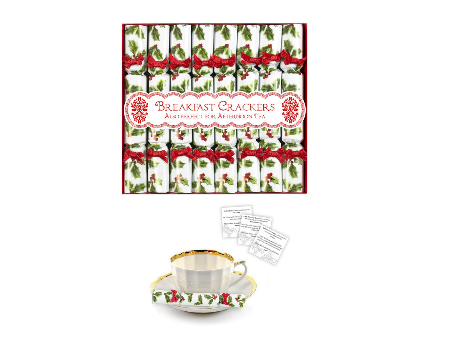 HOLLY LEAF DESIGN MINI BREAKFAST SAUCER CRACKERS 8/PK. XM4662H \\\KD17188
