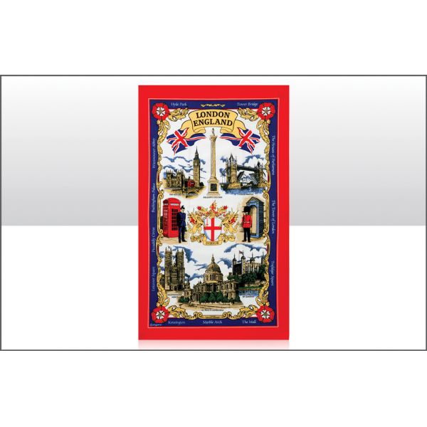 LONDON ENGLAND RED TEA TOWEL. EL54313 \\\KD17198