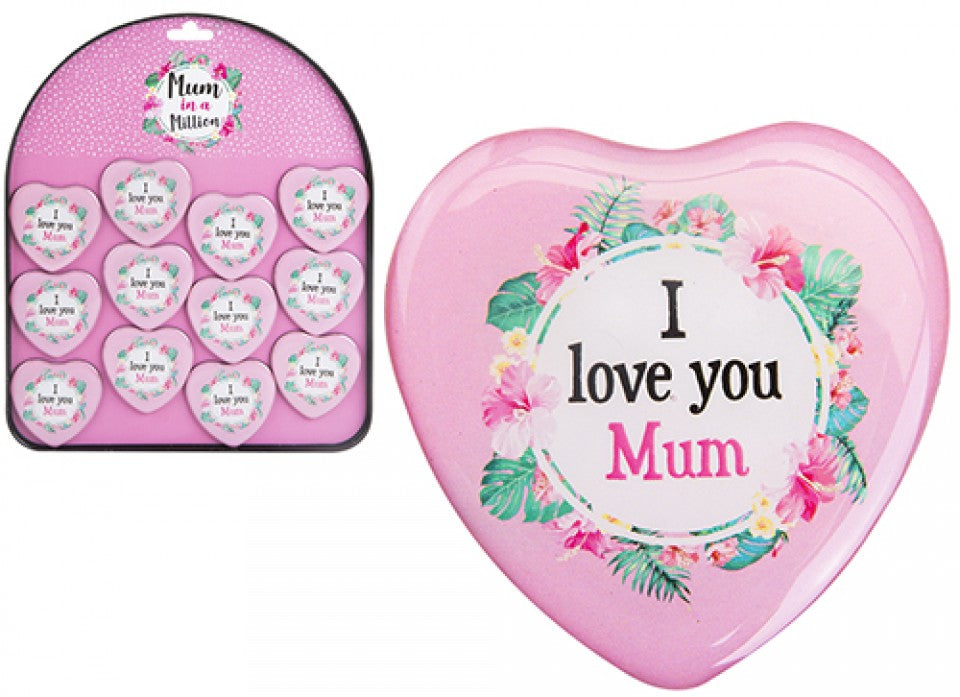 MUM IN MILLION HEART SHAPE FRIDGE MAGNET 12/PK. PI734066 \\\KD17208