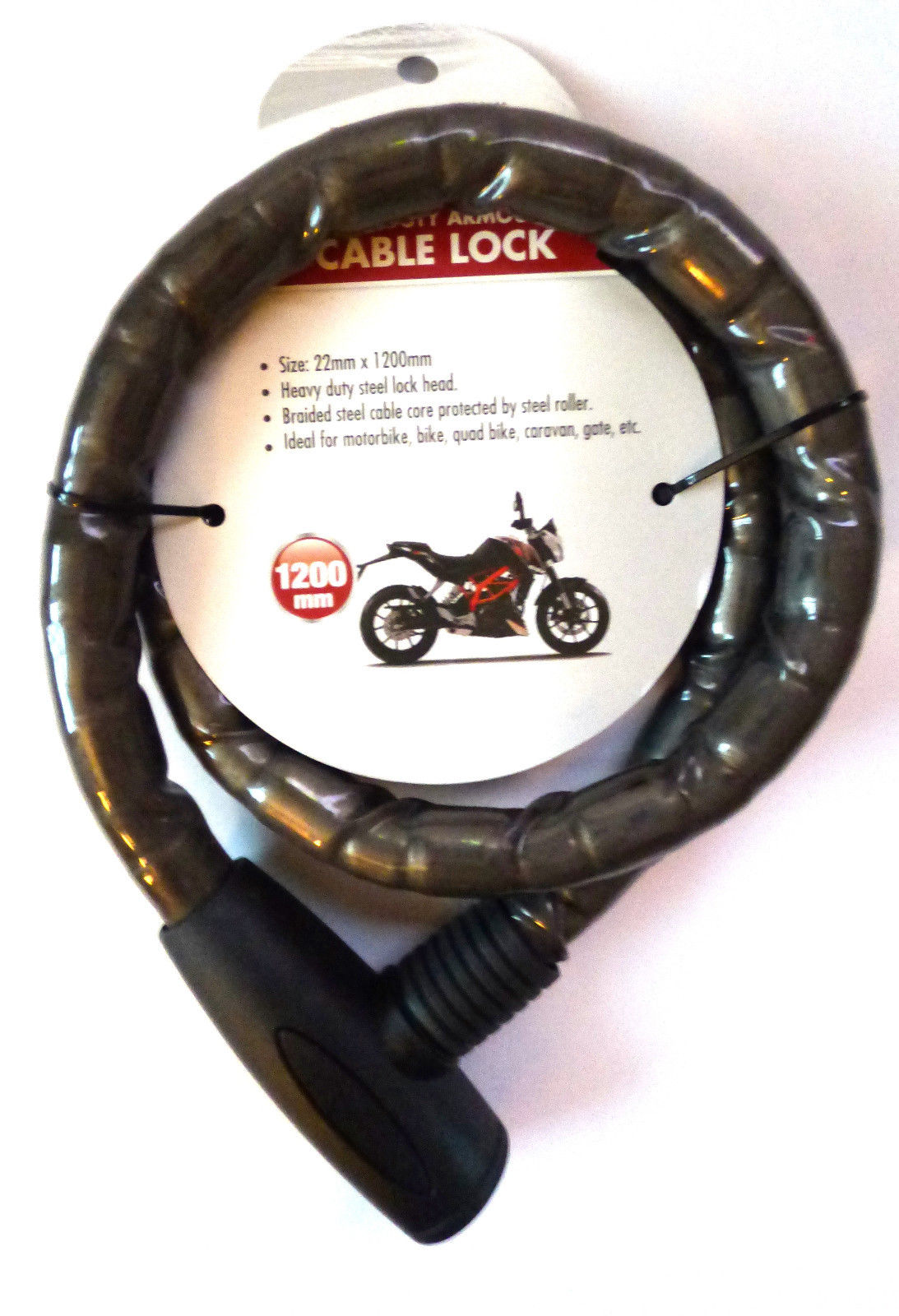 ROADSTER HEAVY DUTY ARMOURED BICYCLE CABLE LOCK. 81565C \\\KD17226