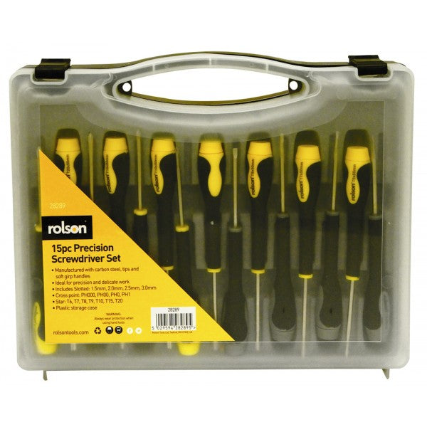 ROLSON PRECISION SCREWDRIVER SET 15 PIECES. RT28289 \\\KD17231