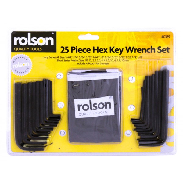 ROLSON HEX KEY SET MM / IMP 25 PIECES WITH STORAGE POUCH. RT40339 \\\KD17237