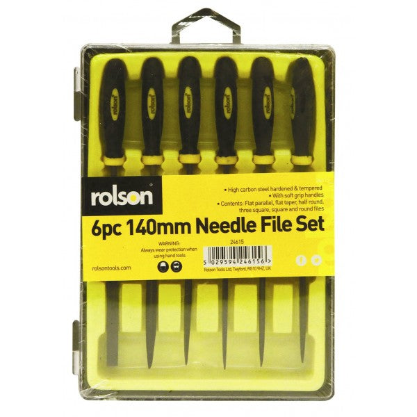 ROLSON NEEDLE FILE WITH RUBBER GRIP 140MM 6/PK. RT24615 \\\KD17238